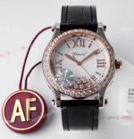 AF Factory Chopard Happy Sport 36mm Watch Black Leather Strap